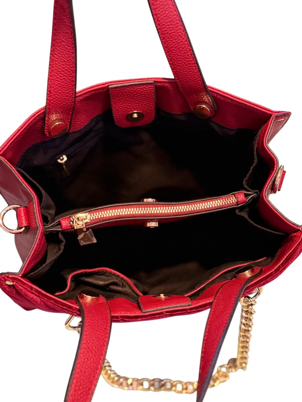 Marc New York Burgundy Chevron Velvet Crossbody Shoulder Bag Gold Chains Accents - Picture 8 of 17
